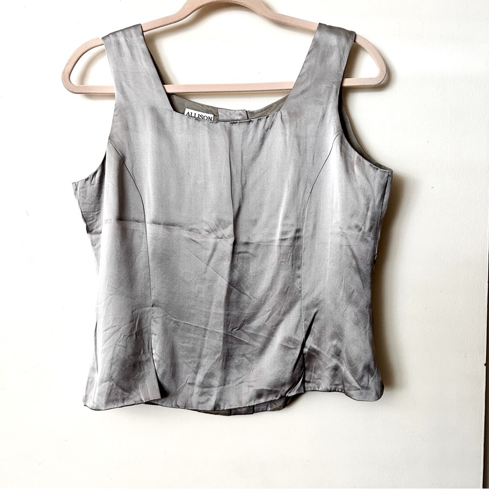 NWOT Allison Taylor Silk Square Neckline Sleeveless Blouse Cami Top, Size M